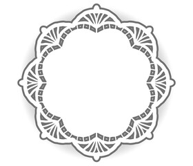 アンティークな丸型レースのフレーム。ベクター素材。