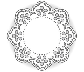 アンティークな丸型レースのフレーム。ベクター素材。