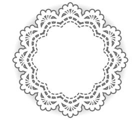 アンティークな丸型レースのフレーム。ベクター素材。