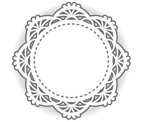 アンティークな丸型レースのフレーム。ベクター素材。
