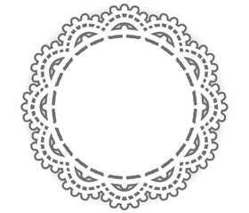 アンティークな丸型レースのフレーム。ベクター素材。