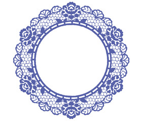 アンティークな丸型レースのフレーム。ベクター素材。