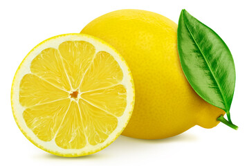 Fototapeta Lemon fruit with leaf isolate obraz