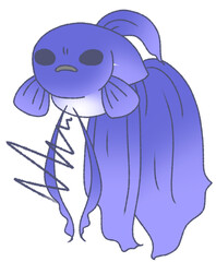 お腹の具合が悪いベタ（青色）