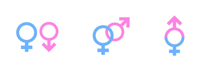 Heterosexual gender symbol icon vector, male and female flat sign,