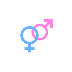 Heterosexual gender symbol icon vector, male and female flat sign,