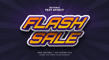 Flash Sale Text in White and Orange with 3D Effect. Editable Text Style Effect