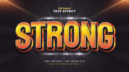 Strong Text Style in Orange with 3D Embossed Effect. Editable Text Style Effect