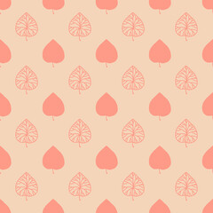 Autumn pink and yellow leaves seamless pattern