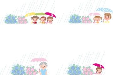Fototapeta premium 梅雨あじさい素材セット