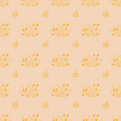 Autumn pink and yellow leaves seamless pattern