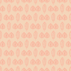 Autumn pink and yellow leaves seamless pattern