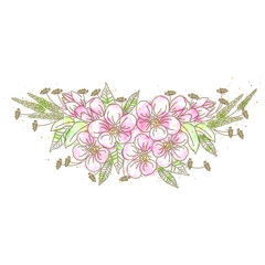 Naklejka na ściany i meble floral elements and flowers wreaths in watercolor style for cards and wedding invitations.