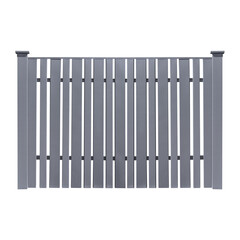 Part of the modern panel metal fence made of gray color isolated on a white background. Metal profile fence on white background

