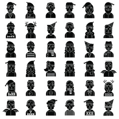 Black and white Xmas avatars with multiple personality children