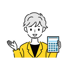 ビジネスマン　電卓　案内