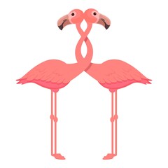 Naklejka premium Flamingo couple icon cartoon vector. Tropical bird. Cute summer flamingo