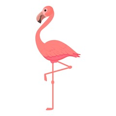 Fototapeta premium Nature flamingo icon cartoon vector. Pink bird. Cute summer flamingo