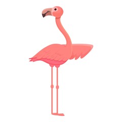 Flying flamingo icon cartoon vector. Tropical bird. Nature flamingo