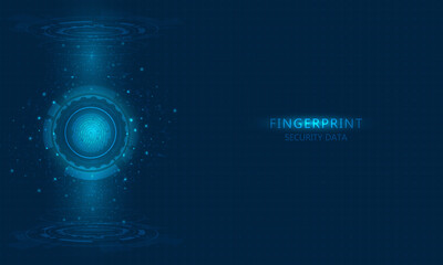 cyber security finger scanner for protection the information,internet,network concept.Symbol hologram with polygon protection. 