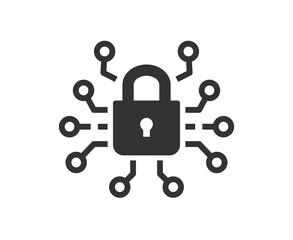 Cyber security icon on white background. Vector illustration.