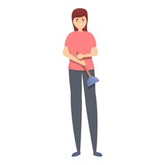 Toilet cleaning icon cartoon vector. Woman housewife. Home dry clean