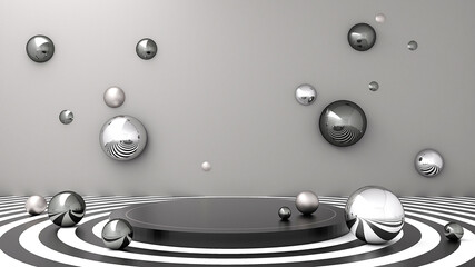 metallic ball grey background product mockup scene