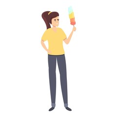 Housewife dust clean icon cartoon vector. Woman household. Mother housework