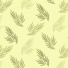 Naklejka premium Seamless pattern of a palm branch with leaves. Silhouette. Design for fabric, printing, wallpaper, packaging, posters, medicine, beauty, postcards.