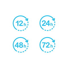 Open 12 24 48 72 hours icon Isolated On White Background. Vector illustration