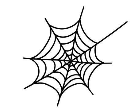cartoon drawn spider web isolated on a white background