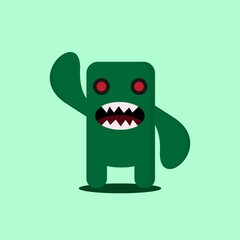 Fototapeta premium green monster cartoon character for kid's t-shirt