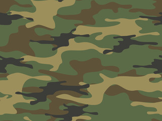Fototapeta premium Camouflage seamless pattern. Military camo. Abstract background from spots. Print on fabric and clothing. Vector illustration