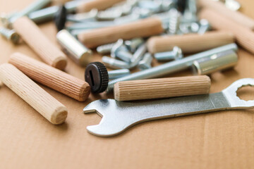 Assembly furniture tool kit with screw dowel and bolt