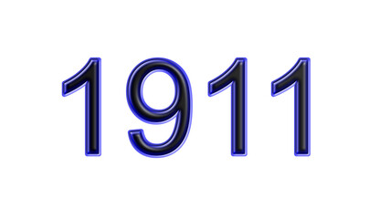 blue 1911 number 3d effect white background