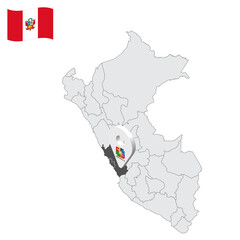 Location Department of Lima  on map Peru. 3d location sign similar to the flag of Lima . Quality map  with  provinces Republic of Peru for your design. EPS10