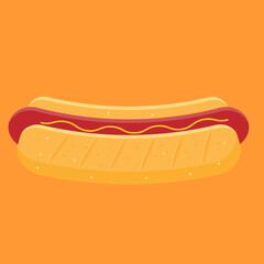 Hot dog illustration in flat style vector graphics sausage hot dog assembly