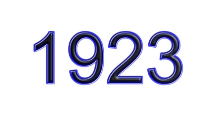 blue 1923 number 3d effect white background