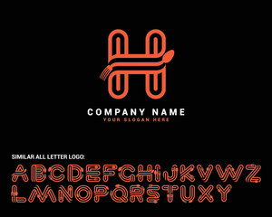 H Letter logo, H Food Letter logo, H spoon letter logo