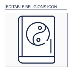 Confucianism line icon. Sacred texts. Book of Rites. Social norms of society, rites and court ceremonies. Religion concept. Isolated vector illustration. Editable stroke