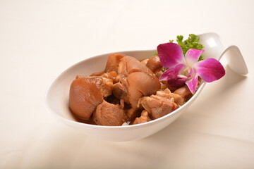 chinese local traditional braised pork belly meat with marinated sauce dim sum appetiser asian halal menu