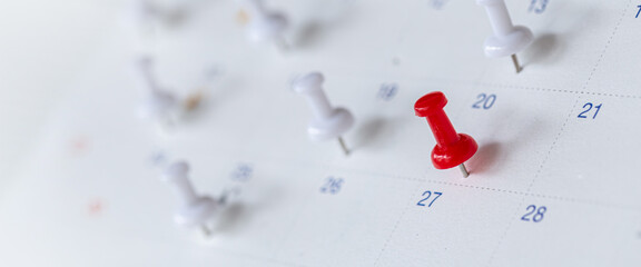 Close up of calendar , Planner and organizer to plan and reminder daily appointment, meeting agenda, schedule, timetable, and management, event , holiday .