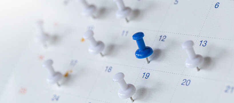 Close up of calendar , Planner and organizer to plan and reminder daily appointment, meeting agenda, schedule, timetable, and management, event , holiday .