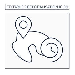 Localized future line icon. Renew social and spiritual well-being by promoting systemic shift towards economic localization.Globalisation concept. Isolated vector illustration. Editable stroke