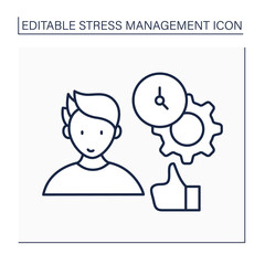 Time management line icon. Daily routine schedule. Rational time manage.To do list. Stress management concept. Isolated vector illustration. Editable stroke