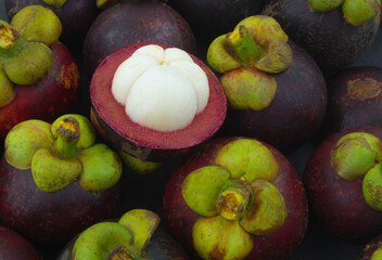 Ripe mangosteen fruits background