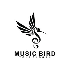music bird wings treble clef vector logo design