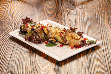 Baked pork with vegetables and sauce