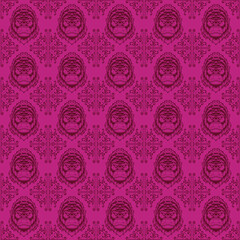 Vintage seamless floral pattern gorilla head © Bayu