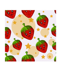 vintage cute strawberry seamless pattern
